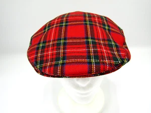 VTG Highland Home Industries Newsboy Cap Size Small Made in Scotland Red Plaid - Picture 1 of 8