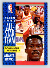 1991 Fleer Card, #212 Dominique Wilkins Hall of Fame, Atlanta Hawks All-Star