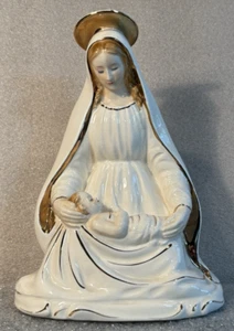 Elegante Estatuilla Niño Madonna MCM Borde Dorado Hecha en Japón 8" - Imagen 1 de 11