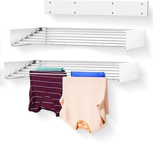 New-Wall Mounted Laundry Drying Rack, Retractable Clothes Drying Rack, 6 Rods To - Picture 1 of 5