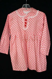VERY RARE FRENCH DEADSTOCK 1930'S GIRLS RED & WHITE PRINT COTTON DRESS SIZE 2-3 - Picture 1 of 3