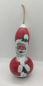 Zucca di Babbo Natale vintage dipinta a mano grande Natale arte popolare decorazione natalizia 10,5" - Foto 1 di 10