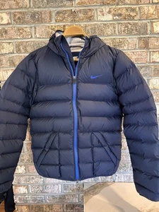 Nike Blue Tag Duck Down Hooded Puffer Jacket 626918-455 Blue Men’s Size Small - Picture 1 of 15