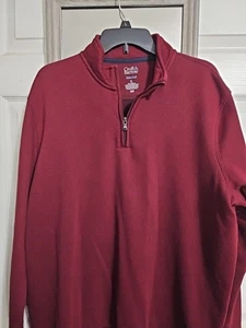 Croft & Barrow Felpa Pullover Uomo/Pile Extra Morbido 1/4 Zip/BORDEAUX/XL - Foto 1 di 20