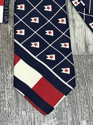 Tommy Hilfiger 100% 真丝超级罕见复古美国制造华丽男式领带 — 第 1/4 张图片