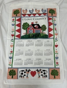 Vintage I Love Country Tea Towel Cotton Fabric Wall Hanging By B&D Barn Cows Hen - Picture 1 of 8