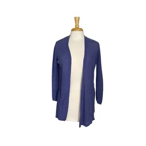 Cárdigan para mujer J. Jill mezcla de lino pequeño frente abierto Lagem look azul majestuoso - Imagen 1 de 5