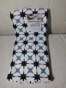 KITCHENAID Kitchen Towels (2) Blue Stars 100% Cotton 16 X 28 NIP - Picture 1 of 5