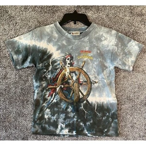 Vintage Disney World Pirates Of The Caribbean Tie Dye T Shirt Boys 90s Double - Picture 1 of 19