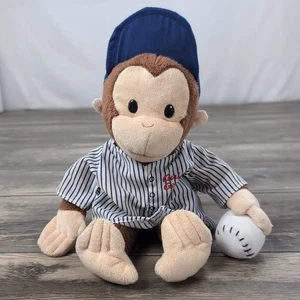 VTG Curious George Baseball Player Plush 12” Applause Russ Berrie Stuffed Toy - Picture 1 of 11