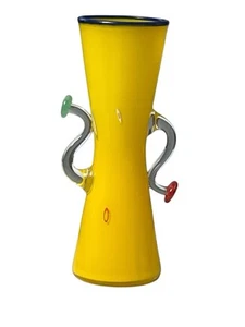 Vintage Inferno Studio Art Glass Vase 1996 Brilliant Yellow Signed 12" Tall - Picture 1 of 12