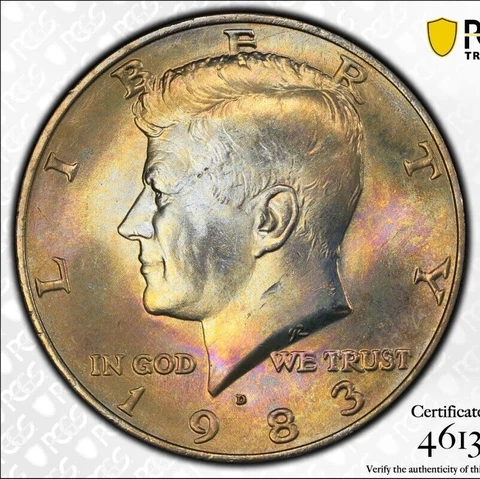 Trueview Rainbow TONED 1983 D MS 66 John Kennedy Half Dollar PCGS Slab OCE 1044 Cover