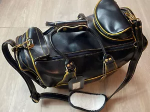 Vintage Golf Bag Overnight Carry On Weekender Black & Gold VTG - Picture 1 of 12