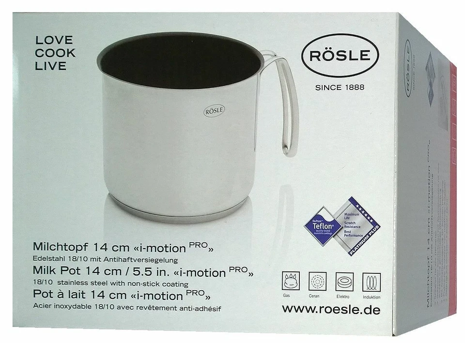 Rösle 18904 I-Motion Pro Edelstahl Milchtopf 14 cm Durchmesser alle Herdarten - Bild 1 von 1