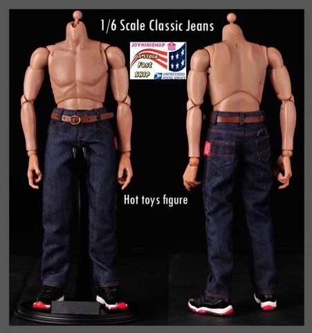 1/6 Men Blue Classic Dennis Jeans Pant For 12" Hot Toys Phicen Action Figure BJD Cover