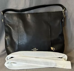 Coach East/West Isabelle Black Pebbled Leather Hobo Bag F35809 Preowned - Picture 1 of 1