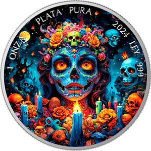 Mexico 2024 Dia de los Muertos Nightmare Skull 1 oz coloured silver coin (12) - Imagen 1 de 5