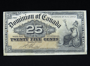 1900 25¢ Cent Dominion of Canada Banknote Boville F-VF Grade