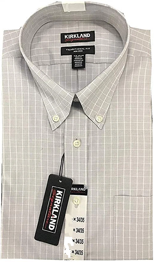 KIRKLAND MEN'S  TRADITIONAL FIT NON IRON DRESS SHIRT(GRAY, 16 34/35)NWOT - Image 1 of 1