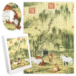 Wooden Jigsaw Puzzles 500 Piece Pretty Horse Giuseppe Chinese Painting Art Decor - Picture 1 of 9