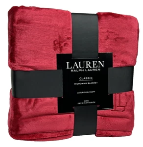 RALPH LAUREN Classic Micromink Blanket Valentine Red SOFT King Size 108"x90" - Picture 1 of 17