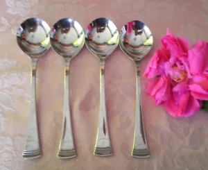 VINTAGE SOUP SPOONS X4 STRACHAN CRESCENDO 18/10 STAINLESS STEEL 17CM see MORE - Picture 1 of 4