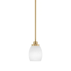 Toltec Odyssey Stem Hung Mini Pendant, Brass, 5" White Linen - 2601-NAB-615 - Picture 1 of 1