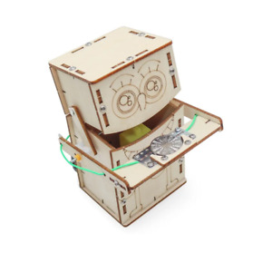 Science DIY Coin Eating Robot Electric Educational Wood Model Kids Toy Kit Set