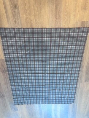 Vintage Fabric Gray Plaid with burgundy and light blue and brown - 48" x 58" - Image 1 of 3