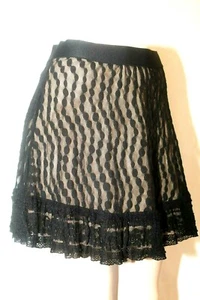*NWT* $78.  MAX STUDIO SKIRT BLACK LACE NUDE LINING SIZE SMALL "SUPER CUTE" - Picture 1 of 5