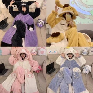 Kuromi Melody Cinnamoroll Coral Velvet Women Pajamas Home Wear Robe Pants Set - Picture 1 of 17