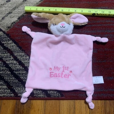 Happy Go Fluffy Lovey My 1st 复活节兔子安全毯摇铃毛绒 — 第 1/3 张图片