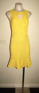 Cue size 14 yellow lace work office evening dinner party cocktail dress - Picture 1 of 6