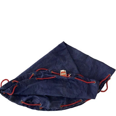 LEGO Vintage 1970's Storage Cloth Play Mat Blue Denim Red Drawstring Retro Toys - Image 1 of 4