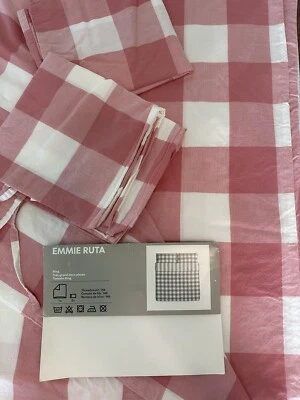 宜家 Emmie Ruta Gingham King🌸PINK🌸 被套 带 2 个 Shams 完好 二手 — 第 1/4 张图片