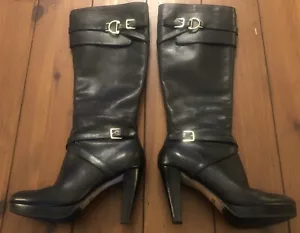 Stivali Cole Haan NikeAir in pelle plateau alti neri tacco alto zip laterale misura 6,5 - Foto 1 di 23
