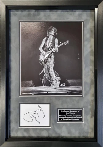 Joe Perry signed autograph display Aerosmith - AFTAL OnlineCOA Cover