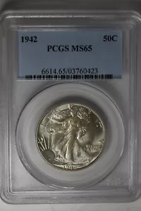 1942 .50 PCGS MS65 Walking Liberty, Lady Liberty Half - Picture 1 of 2