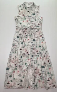 J.Crew Factory Women's NWOT Map-Print Collared Midi Dress Size: 2 - Picture 1 of 12