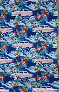 Vintage Ford car cotton sewing fabric BTY - Picture 1 of 2