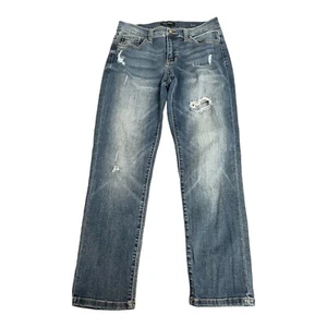 Judy Blue Boyfriend JB827MD Distressed Blue Denim Stretch Jeans Womens size 7/28 - Picture 1 of 15