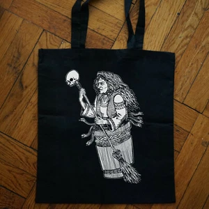 Baba Yaga Canvas Tote Bag Gothic Punk Rock Oddities Silkscreen - Picture 1 of 1