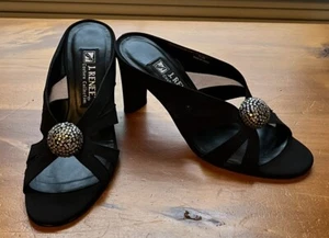 NEU J Renee Couture Kollektion schwarz Strass Stoff Mesh Sandalen Absätze 7,5 M - Bild 1 von 11