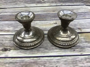 Sterling Silver Small Candlesticks 9 cm - Picture 1 of 11