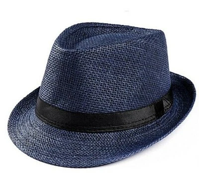 Hombres Mujeres Verano Paja Fedora Sombrero Trilby Cubano Sol Gorra Panamá Ala Corta Floral Foto 1 de 4