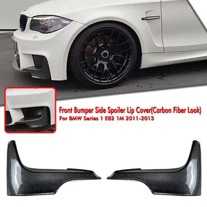 2x Carbon Look Front Bumper Side Spoiler Cover For BMW 1 Series E82 1M 11-13 - Imagen 1 de 10