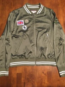 Junior’s Living Doll Zip-up Lightweight Bomber Jacket Size L Olive Green - Picture 1 of 7