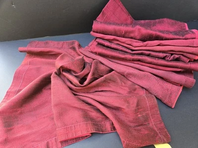 Set of 14 Burgundy Raw Silk Table Napkins Deep Red Textured Holiday Dinner 19.5" - Image 1 of 4
