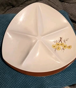 Vintage Carltonware "Mimosa" Five Section Triangular Serving Dish Yellow Flowers - Picture 1 of 7