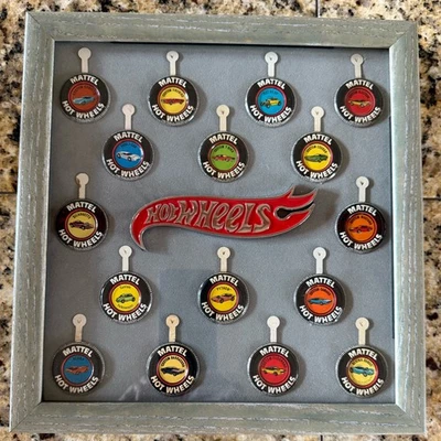 Hot Wheels Redline  All Original 16  Badges framed and matted with HW Logo  - Image 1 of 3